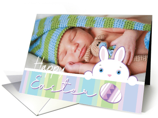 Custom Photo Easter Bunny Purple Egg card (1761278)