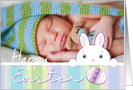 Custom Photo Easter Bunny Purple Egg card