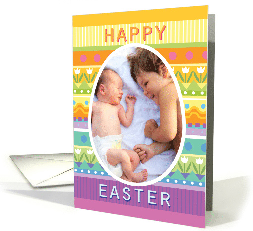 Custom Photo Easter Egg Tulip Stripe card (1762042)