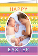 Custom Photo Easter Egg Tulip Stripe card