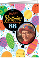 88th Birthday Custom Photo Bright Balloons and Confetti card