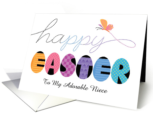 Niece Happy Easter Eggs Hand Lettered card (1763210)