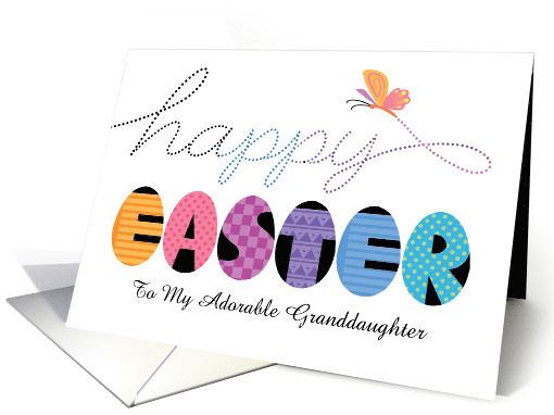 Granddaughter Happy Easter Eggs Hand Lettered card (1763298)
