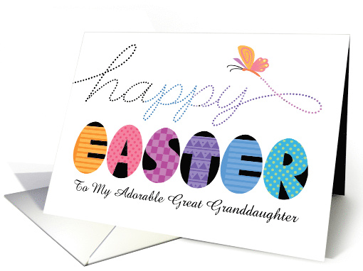 Great Granddaughter Happy Easter Eggs Hand Lettered card (1763300)