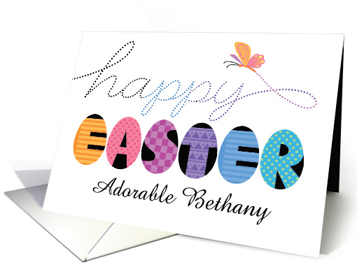 Custom Name Bethany Happy Easter Eggs Hand Lettered card (1763308)
