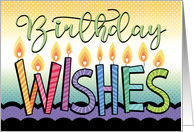 Birthday Wishes Rainbow Candles Purple Cake card