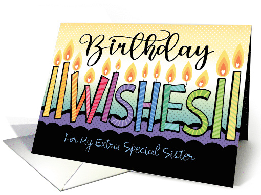 Sister Birthday Wishes Rainbow Candles Purple Cake card (1764160)