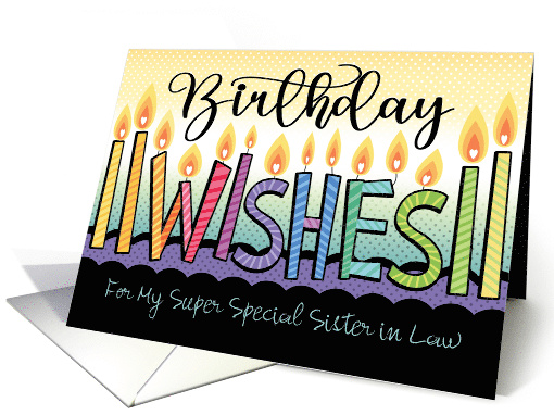 Sister-in-Law Birthday Wishes Rainbow Candles Purple Cake card