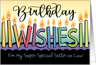 Sister-in-Law Birthday Wishes Rainbow Candles Purple Cake card