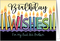 Brother Birthday Wishes Rainbow Candles Purple Cake card