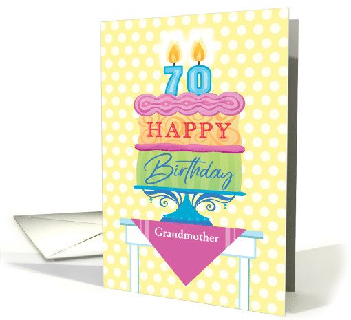 Grandmother 70th Birthday Cake With Numeral Candles card (1765628)
