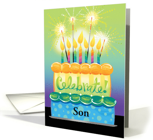 Son Celebrate Sparkler Birthday Cake With Candles card (1766882)