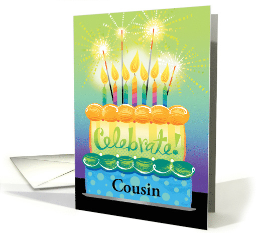 Cousin Celebrate Sparkler Birthday Cake With Candles card (1766886)