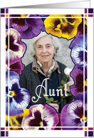 Aunt Custom Photo Happy Mother’s Day Pansy Border card