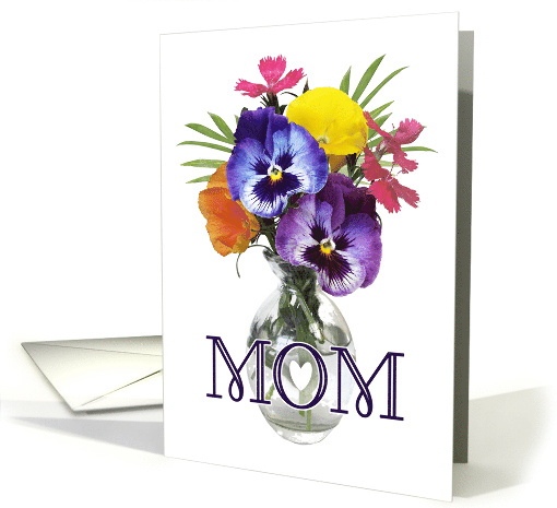 Mom from Both Custom Photo Happy Mother's Day Pansy Border card