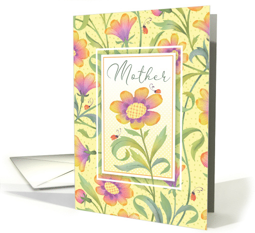 For Mother Happy Mother's Day Yellow Flowers Lady bugs card (1767974)