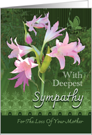 Loss Of Mother Sympathy Pink Day Lilies Butterfly card