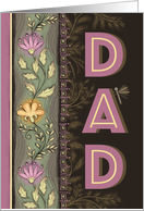 Dad Happy Father’s Day Brown Mauve Floral Border Dragon Fly card