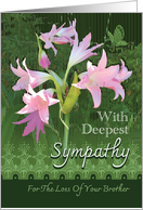 Loss Of Brother Sympathy Pink Day Lilies Butterfly card