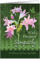 Loss Of Step Father Sympathy Pink Day Lilies Butterfly card