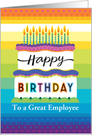 Employee Birthday Graphic Cake Candle Typography card