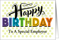 Employee Birthday Graphic Block Typography And Script Polka Dots card
