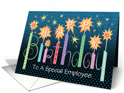 Employee Birthday Graphic Candles Typography card (1772296)