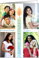 Sister 4 Custom Photos Birthday Candle card