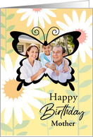 Mother Custom Photo Happy Birthday Butterfly With Daisies card