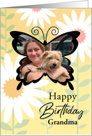 Grandma Custom Photo Happy Birthday Butterfly With Daisies card