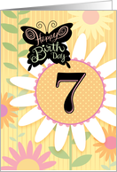 7th Birthday Butterfly With Daisies card