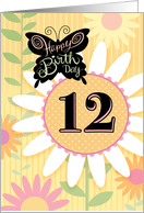 12th Birthday Butterfly With Daisies card
