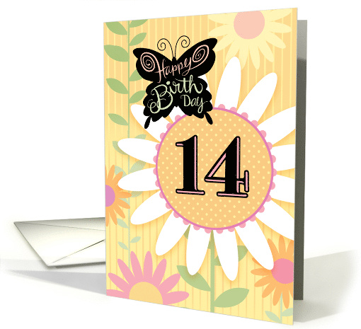 14th Birthday Butterfly With Daisies card (1776918)