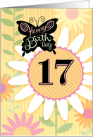 17th Birthday Butterfly With Daisies card