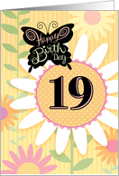 19th Birthday Butterfly With Daisies card
