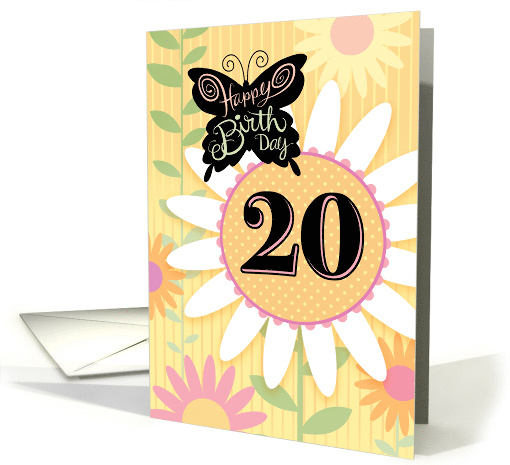 20th Birthday Butterfly With Daisies card (1776930)