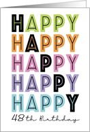 48th Happy Birthday Typography card