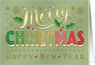 BusinessTypography Merry Christmas Happy New Year Snowflakes card