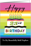 23rd Birthday Nephew Typography Cake And Rainbow Stripes card