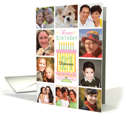 Custom Name Deanna 21st Birthday Cake Custom Photos card (1798388)