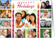 Photo Collage Christmas Modern Merry and Bright Candles card