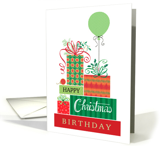 Happy Christmas Birthday Presents With Balloon card (1810716)