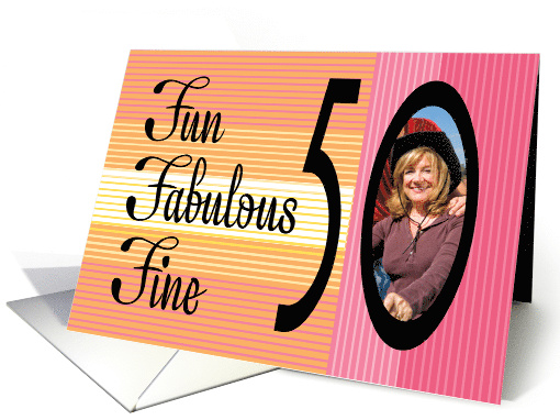 Peach Pink Photo 50th Birthday card (1837674)