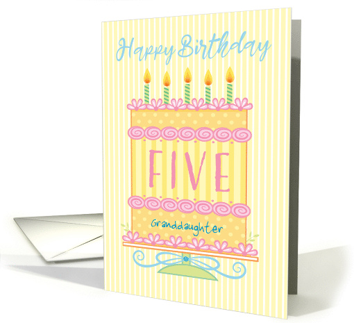 Granddaughter Pink Yellow 5th Birthday card (1860914)