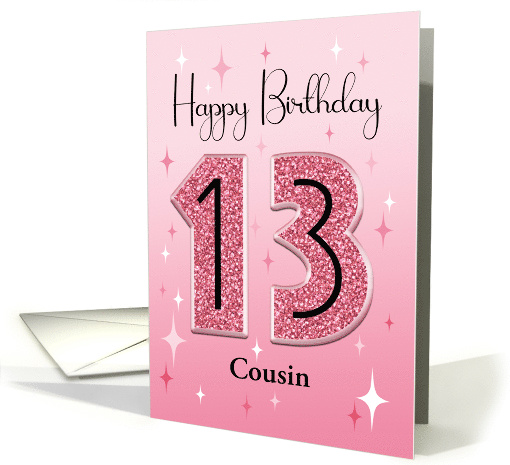 Cousin Simulated Pink Glitter 13th Birthday card (1860916)