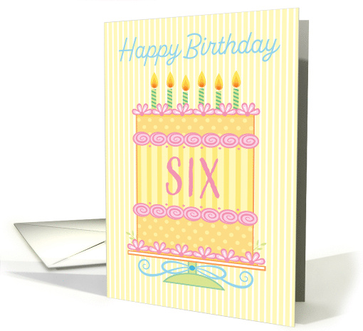 6th Birthday Cake Yellow Peach Pink card (1866416)