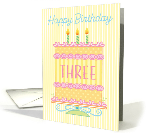 3rd Birthday Cake Yellow Peach Pink card (1866700)