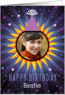 Friend Photo Birthday Sun in Party Hat card