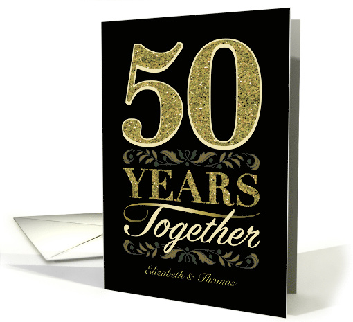 50th Wedding Anniversary Custom Name Gold Black card (1900240)