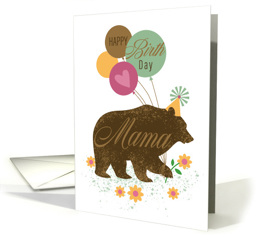 Mama Bear With Birthday Balloons and Flowers card (1901148)